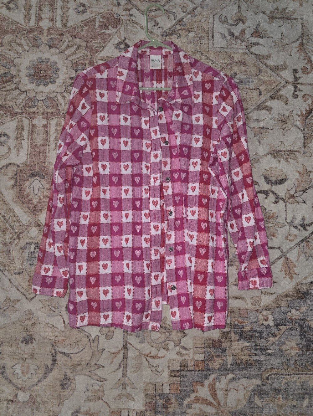 Blair Pink & White Heart-Check Button-Down Shirt